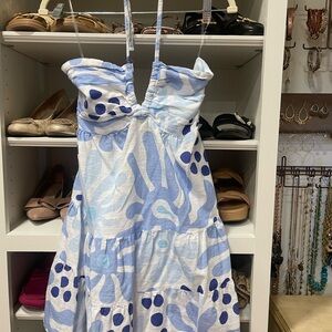 Blue and White Patterned Dress